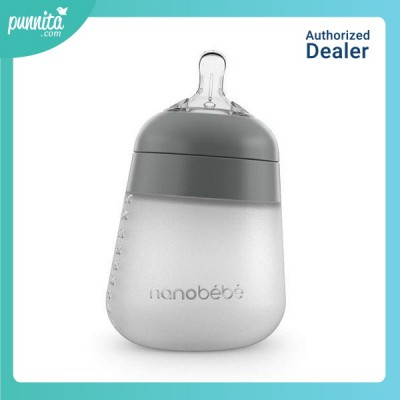 Nanobebe Flexy silicone bottle single pack 9Oz ขวดนมซิลิโคนรุ่นใหม่ล่าสุด สี Grey